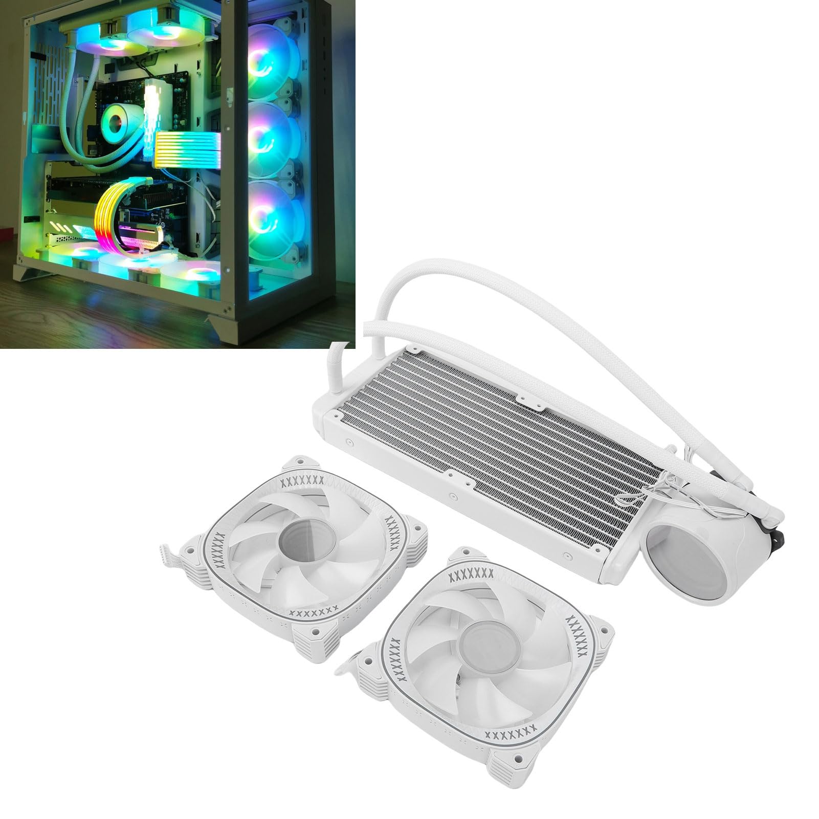 Asixxsix Chłodnica Procesora, 240 Mm Chłodnica Cieczy AIO z 2,2-calowym Wyświetlaczem LCD Podwójny Wentylator Oświetlenie ARGB dla LGA1851 1700 1200 115X 1366 2011 2066 AM5 AM4 AM3 AM3+ AM2 FM2 FM2+