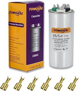 TOMORAL 35+5 MFD 35/5 uF ±5% 370VAC/440 Volt CBB65 Dual Run Round Capacitor for AC. for Condenser Straight Cool or AC Motor and Fan Starting or Heat Pump Air Conditioner(Universal Compatibility)