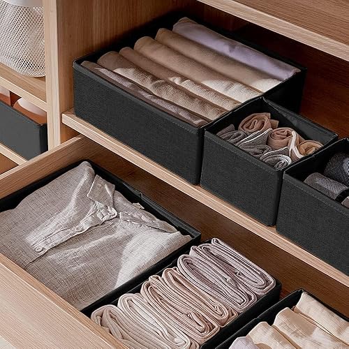 Miniatura 9 de HaydeMan Organizador de cajones para ropa (paquete de 6, negro). Organiza fácilmente tu armario, aparador, maquillaje o baño. Ideal para clasificar