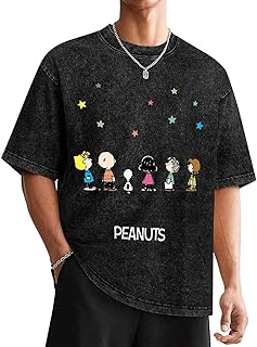 Tシャツ メンズ ピーナッツ スヌーピー 夏服 半袖 綿100% 柔らかい 快適 トップス かっこいい カジュアル おしゃれ インナーシャツ M