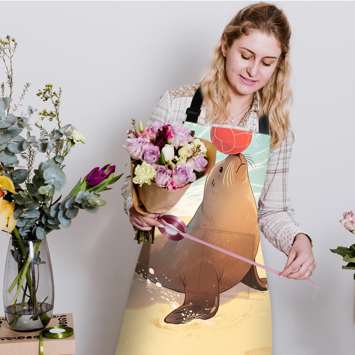 Apron Home Kitchen Cooking Baking Gardening for Women Men with Pockets waterproof 32x28 inch - Image 3