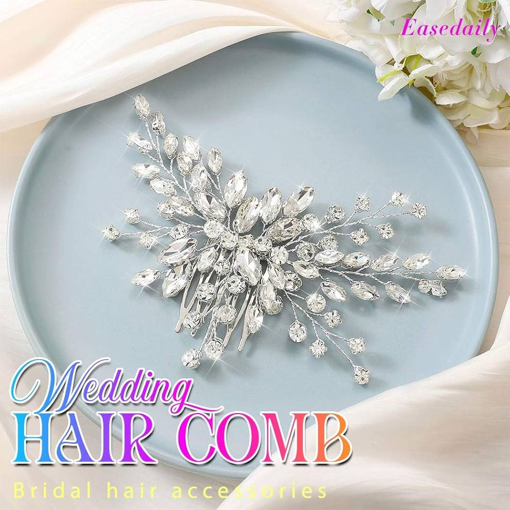 Foyte Crystal Bride Wedding Hair Comb Silver Bridal Headpieces Rhinestone Pearl Hair Pieces Bridesmaid Side Combs Hair Accessories For Women (silver