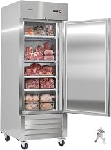 VEVOR Commercial Reach-In Freezer 29" W, 22 Cu.Ft Stainless Steel Upright Freezer with Single Door, Auto-Defrost, 4 Adjustable Shelves, -11 to 14℉ Temp Control, LED Light, ETL Certified