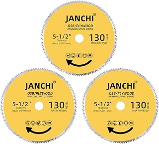3Pack 5-1/2 Inch 130T Circular Saw Blade 5/8 Inch (16mm) Arbor, Plywood, OSB, Paneling and Vinyl Siding Fast and Smooth Cutting Saw Blade, with 5/8