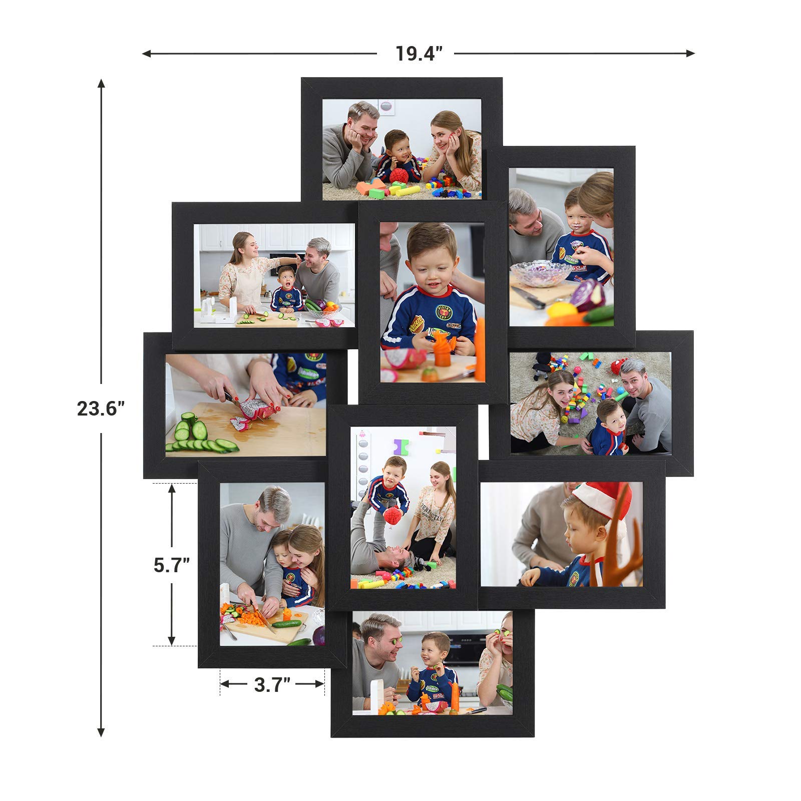 SONGMICS Collage Picture Frames, 4 x 6 Inches for 10 Photos, Assembly