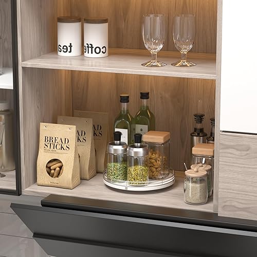 Miniatura 7 de Organizador Lazy Susan de madera de roble de 9 pulgadas, Lazy Susan para gabinete, mesa de comedor, despensa, bandeja organizadora de mesa giratoria