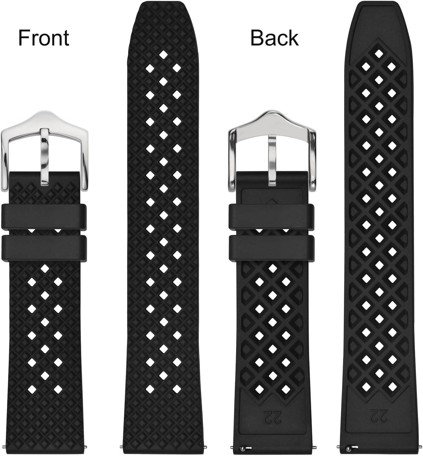 Anbeer Fluororubber Watch Bands,Quick Release FKM Rubber Watch Strap for Men and Women, Choose Color & Width 18mm 20mm 22mm - Image 4