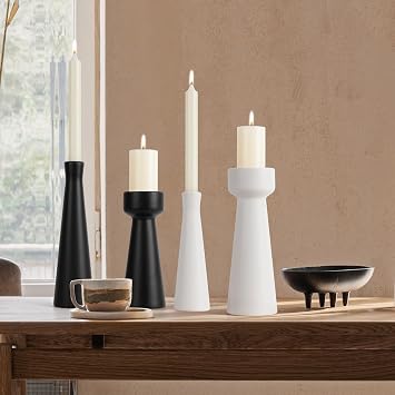Ceramic Candle Holders S&L Set of 2 Matte Black