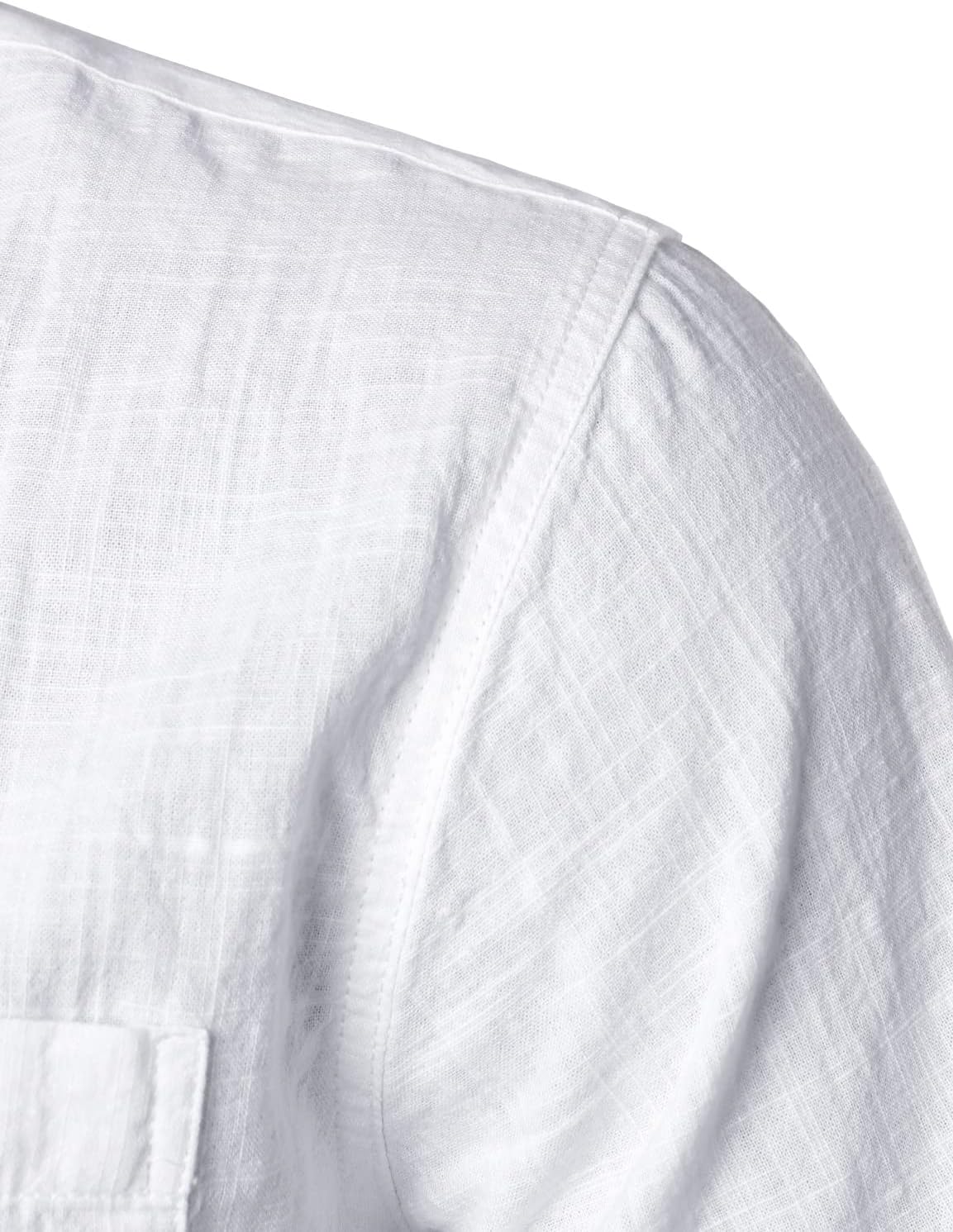 ZEROYAA Men's Fitted Cotton Like Linen Casual Short Sleeve Button Up Shirts Lightweight Beach Tops with Pocket - Image 4