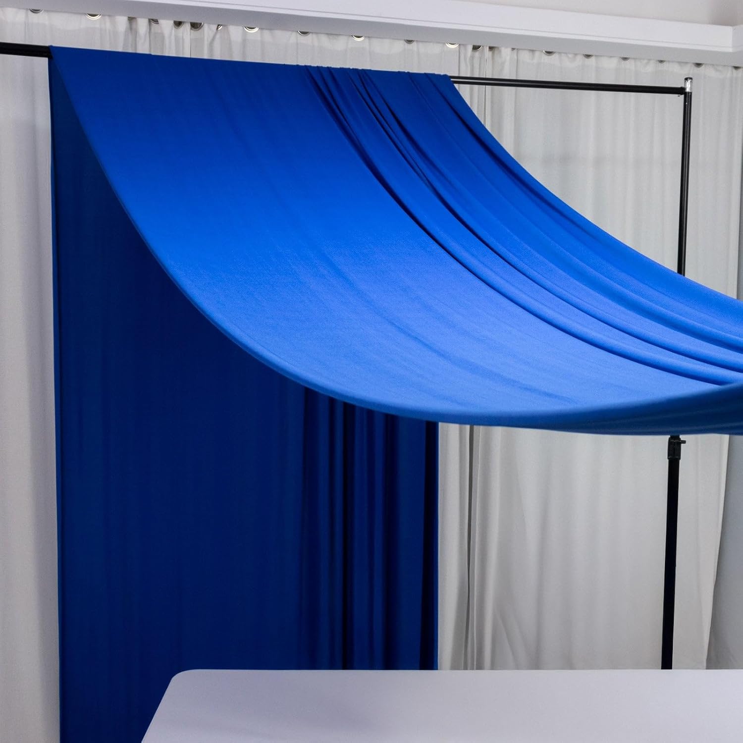 Efavormart Royal Blue 4-Way Stretch Spandex Backdrop Curtain, Wrinkle-Free Event Drapes with Rod Pockets - 5ft x 20ft