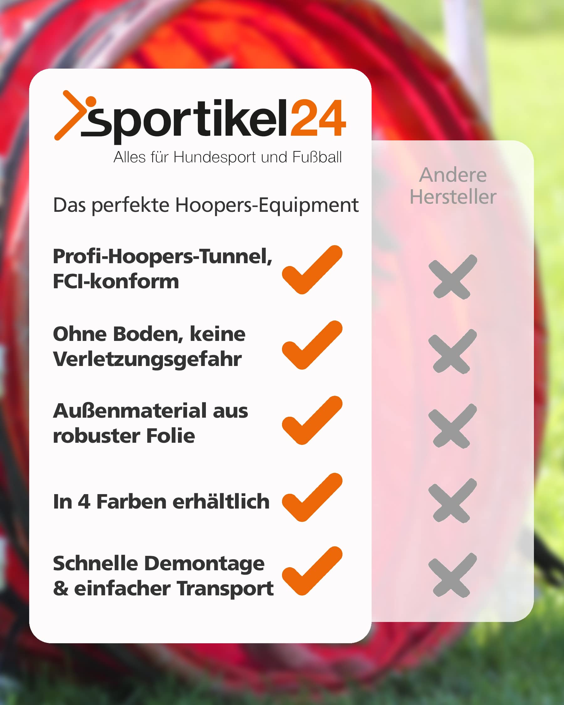 Hoopers Tunnel sans fond, 1 m de long, Ø 80 cm, rose, pliable et fixable, conforme à la norme VDH et résistant aux intempéries