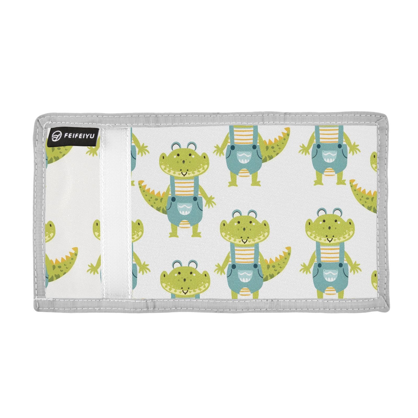 zyrtty Kids Wallets for Boys Girls Ages 4-18 Trifold, Crocodile Cartoon Green White Wallet with Zippered Coin Pocket and Card Holders, Novelty Wallet for Childrens Birthday Gifts