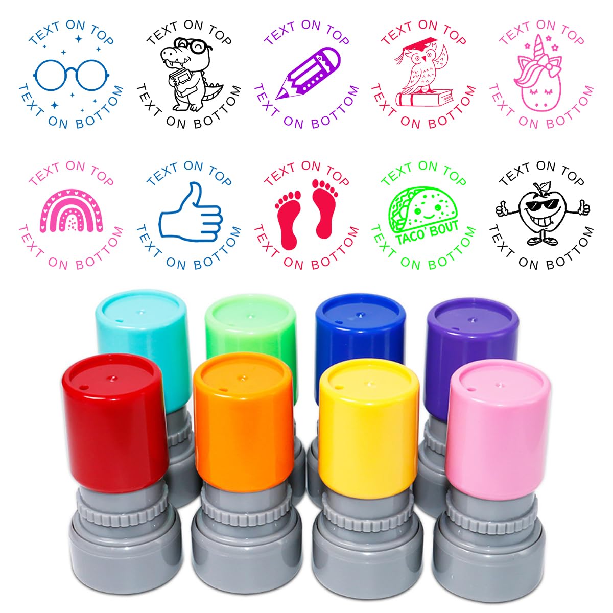 Personalized Teacher Stamps for Grading Classroom Custom Name Text Parent Signature Self-Inking Rubber Stamper for Homework School Supplies Elementary