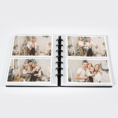Vista 7 de Álbum de fotos de 4 x 6 pulgadas, fundas para libros con capacidad para 120 fotos horizontales, álbumes de fotos de bricolaje con 30 páginas Negro