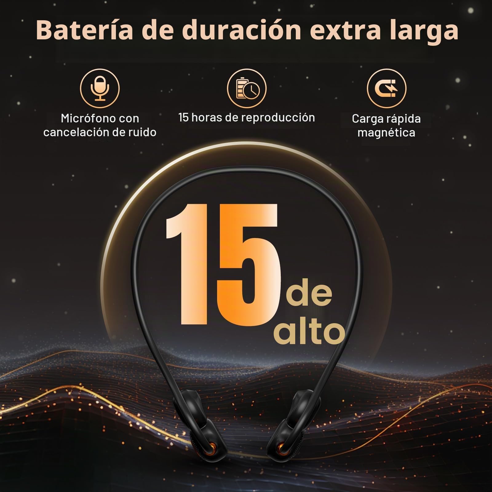 Ortizan Auriculares Open Ear, Auriculares inalámbricos Bluetooth 5.3, IPX6 Impermeables, Llamadas claras, Auriculares Ligeros de 19 g, 15 Horas de reproducción y Carga rápida magnética para