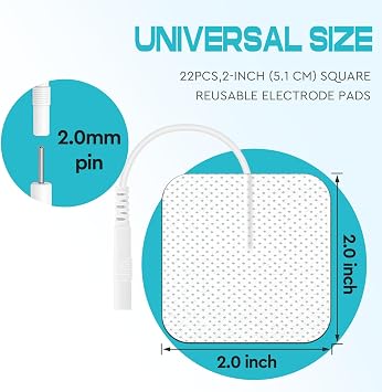 22 PCS 2X 2 Tens Unit Electrode Pads Compatible with Auvon Tens 7000 Muscle Stimulator Machine,Tens Unit Replacement Pads Reuse More Than 35-50 Times with Self Stick and Non-Irritating Designs