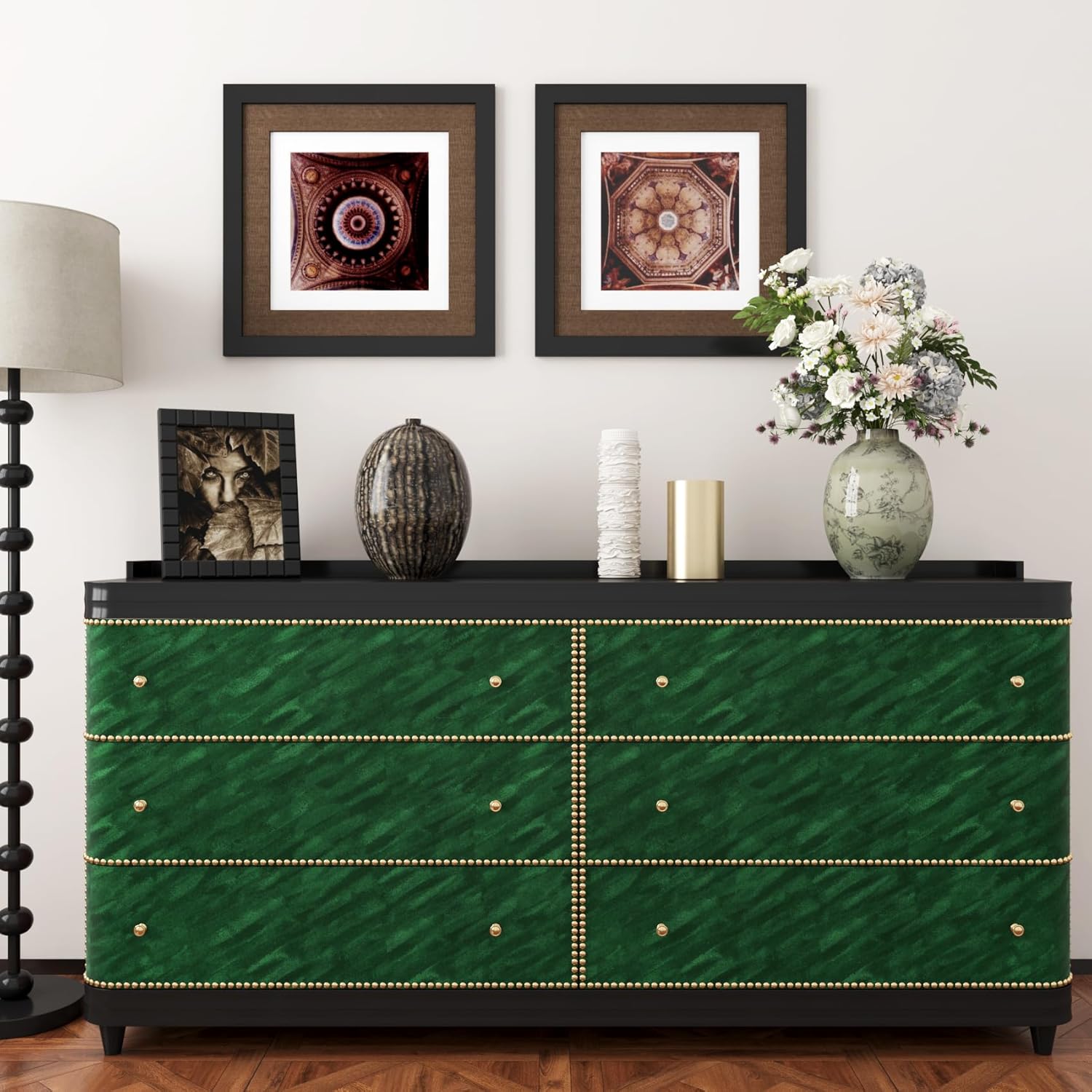 Yenhome 17.7"X393" Green Felt Fabric Wallpaper Velvet Wallpaper Vintage Green Velvet Peel and Stick Wall Paper for Bedroom Diagonal Textured Self Adhesive Felt Sheet for Furniture Drawer Liner Cabinet