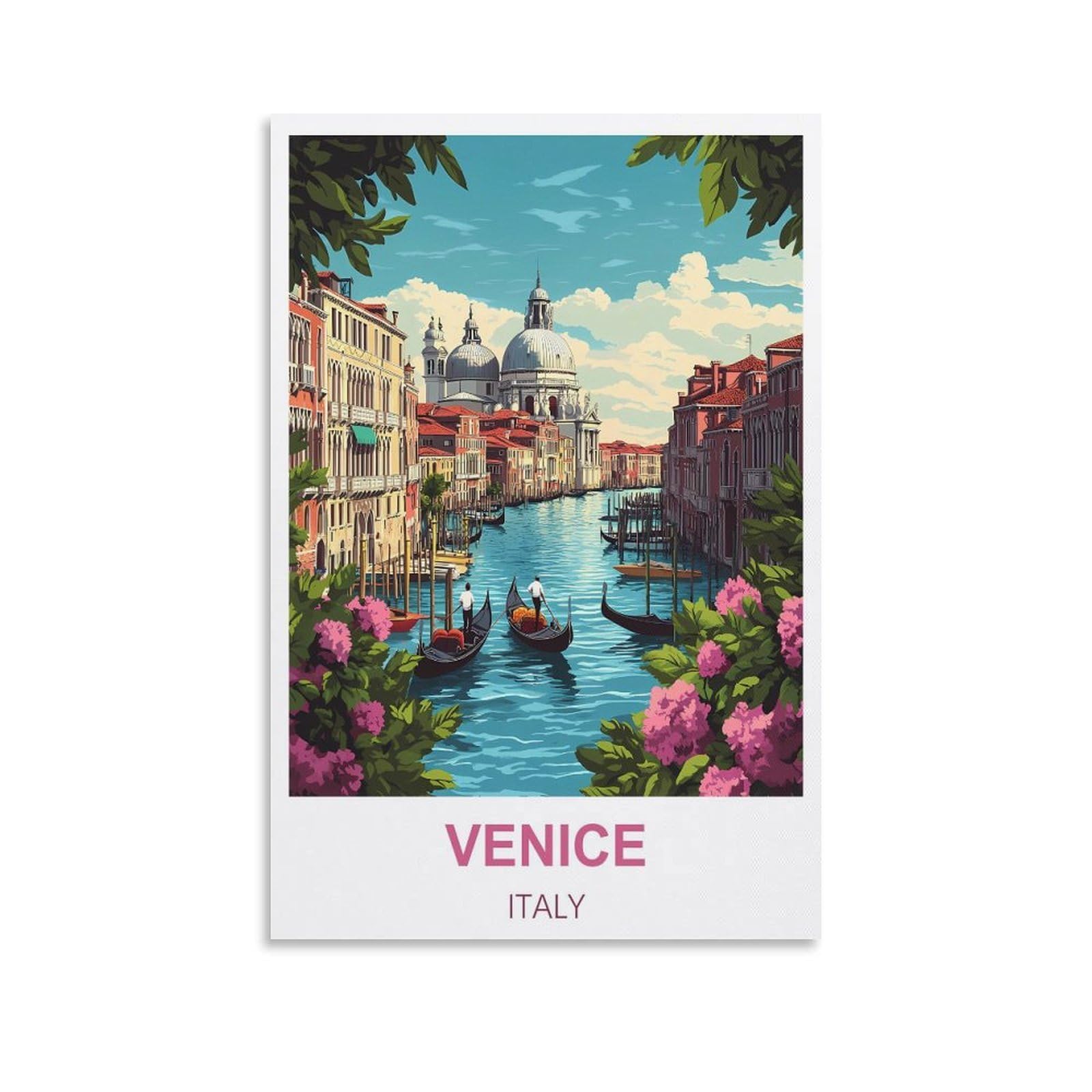 Fjiwecwsq Unframe-Style Venice Italy Vintage Travel Poster 08X12inch(20X30cm) Canvas Wall Art Painting Prints