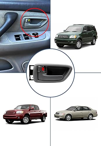 Vista 7 de Manijas de puerta interiores con bisel (par), color gris, compatible con Toyota Avalon Sequoia Tundra 2000-2007 (solo cabinas de tripulación)