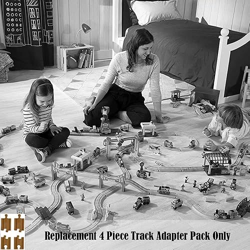 Miniatura 3 de Piezas de repuesto para juegos de trenes de madera de Thomas and Friends - FHM74 ~ Funciona con muchos juegos ~ Paquete de adaptadores de riel de 4