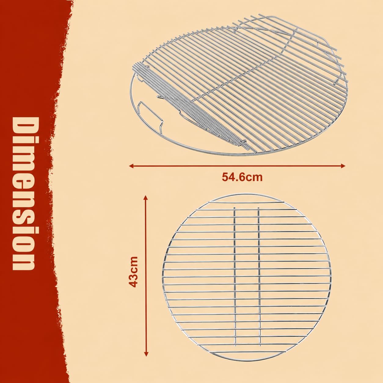 Denmay Kit de parrilla de cocina, parrilla de carbón y sistema de limpieza para parrilla de carbón Weber, 49,53 cm