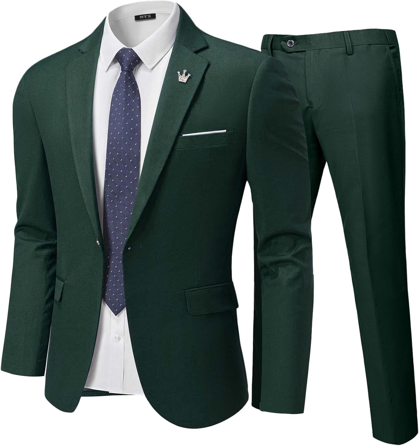 MY'S Men's 2 Piece Slim Fit Suit, One Button Jacket Pants Set with Tie