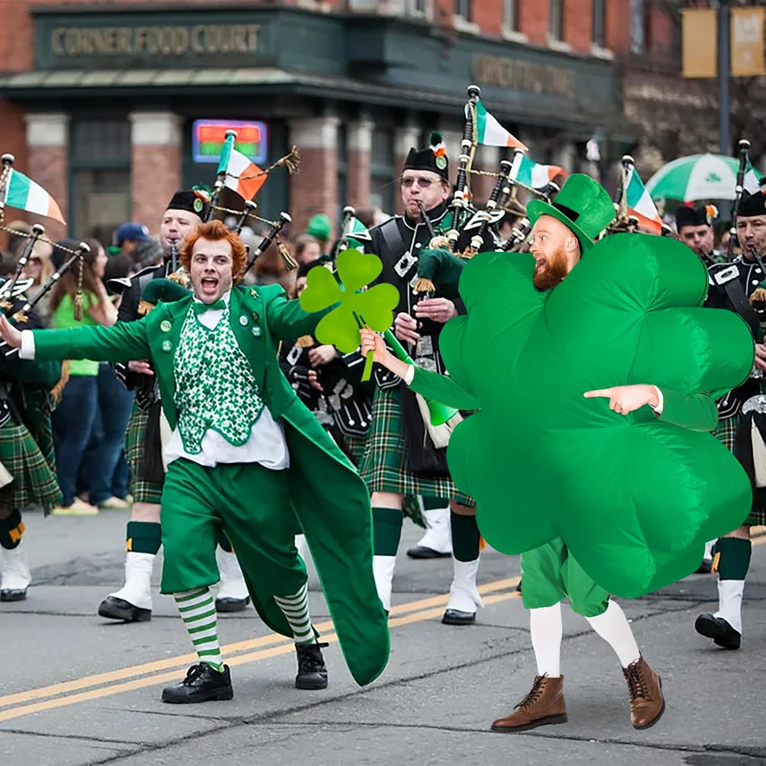 St. Patrick’s Day Inflatable Costume for Adult Inflatable Four Leaf Clover Costume Green Blow Up Funny Costume for St Particks Day Party Halloween - Image 4