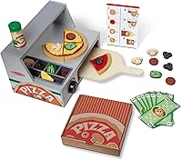 Melissa & Doug Wooden Pizza Counter Play Set - 41 Pc Pretend Pizza Oven Toy, FSC-Certified for Kids 3+ Imaginative Play