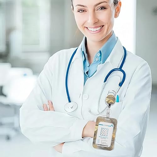 Miniatura 6 de Soporte para tarjetas y clip retráctil resistente, soporte para tarjeta de identificación con carrete retráctil para profesores, enfermeras,