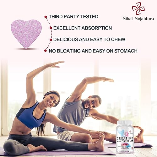 Miniatura 6 de Monohidrato de creatina de 3000 mg para mujeres y hombres, píldoras de creatina con BCAA y tabletas masticables de creatina de colágeno hidrolizado