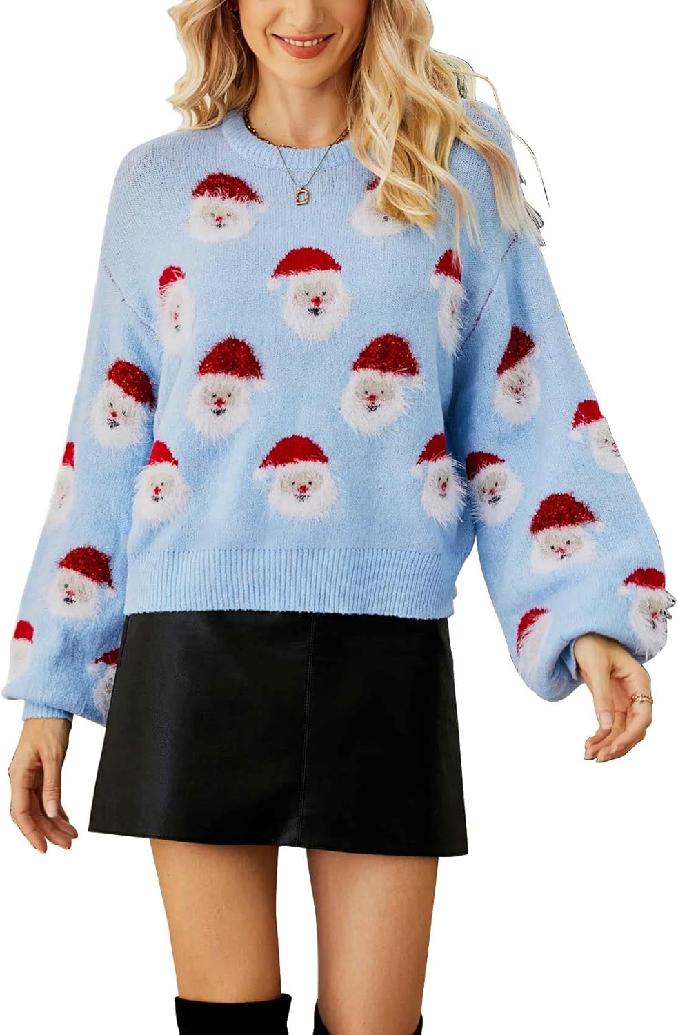 Arssm Women Santa Sweater Ugly Christmas Sweater Funny Xmas Holiday Party Knitted Cozy Pullover Sweatshirts Tops