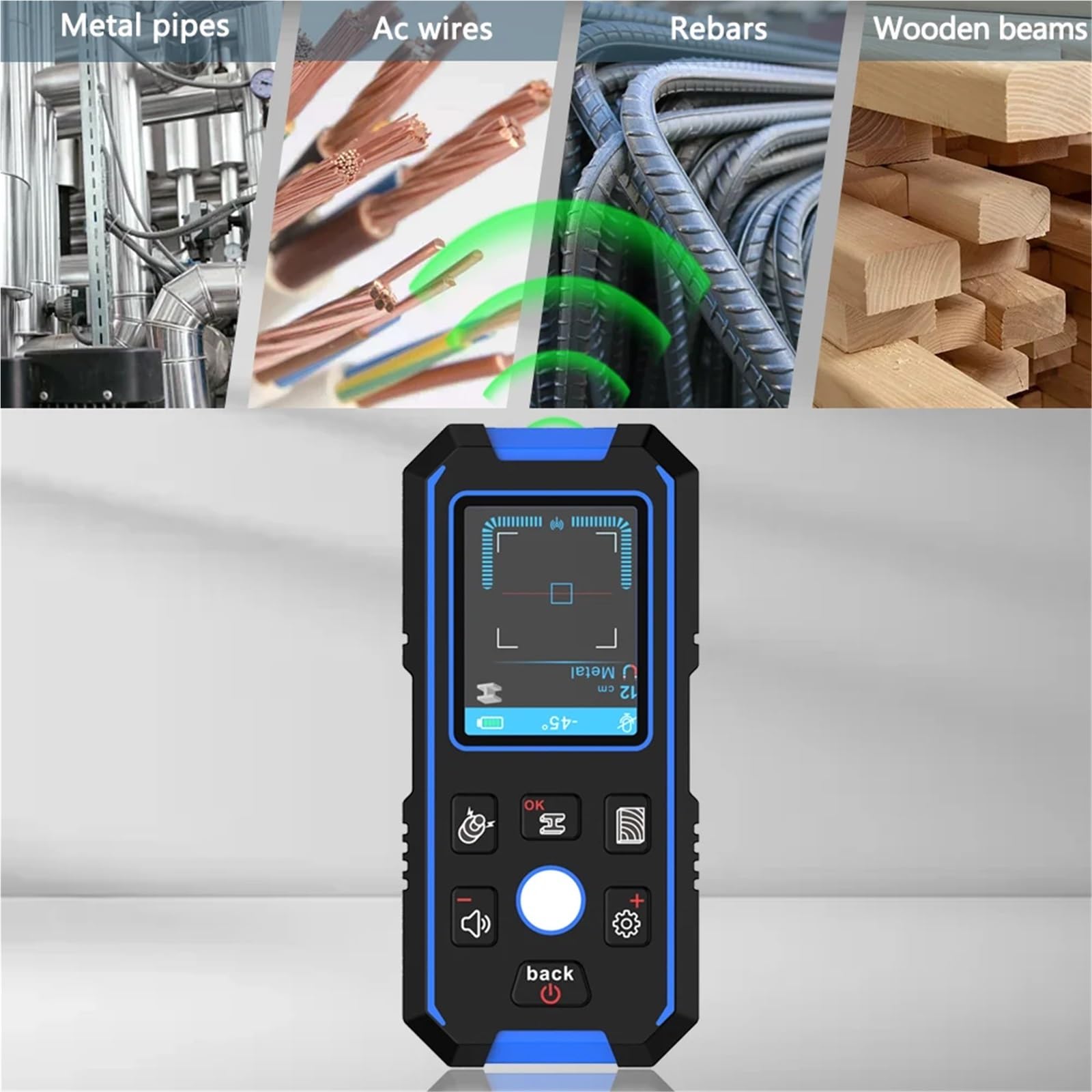 Escáner de Pared, Detector de metales de pared con pantalla LCD, rastreador de cables, buscador de madera y metal for construcción