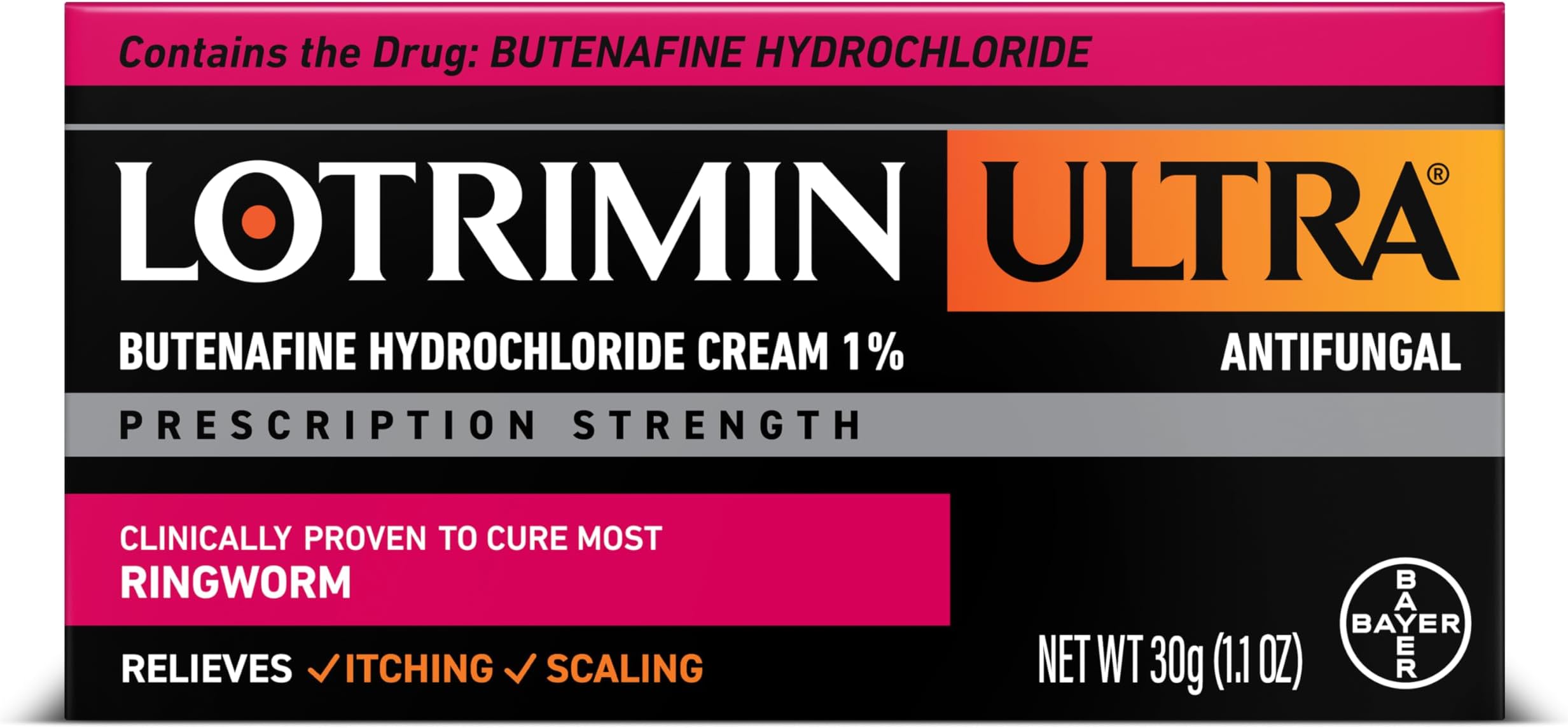 Lotrimin Ultra Ringworm Cream, Butenafine Hydrochloride 1%, Effective Antifungal Treatment of Most Ringworm, 1.1 Ounce (30 Grams)