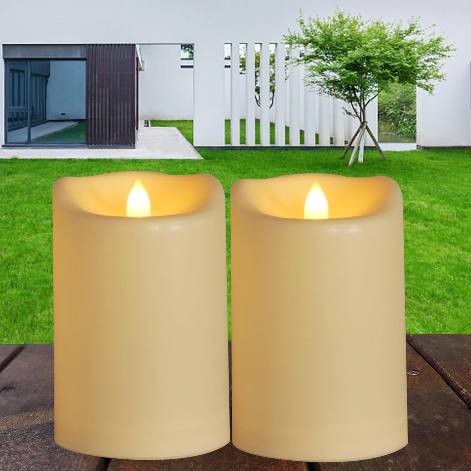 Qinc 4”x6” Large Battery Operated Candles with Timer