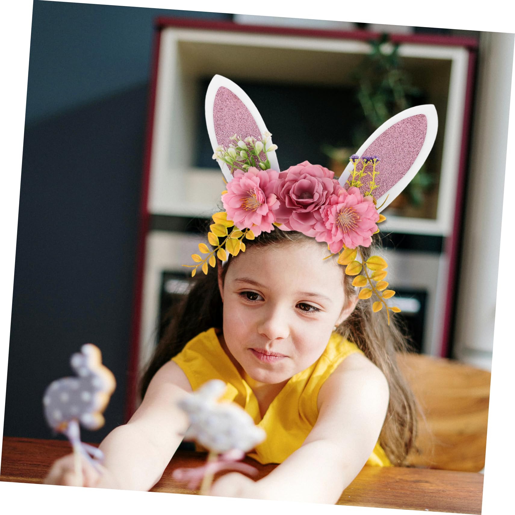Healeved Serre-tête Lapin De Pâques Avec Oreilles Et Fleurs Bandeau Pour Adulte Et Fille Accessoire De Coiffure Pour Carnaval Et Fête