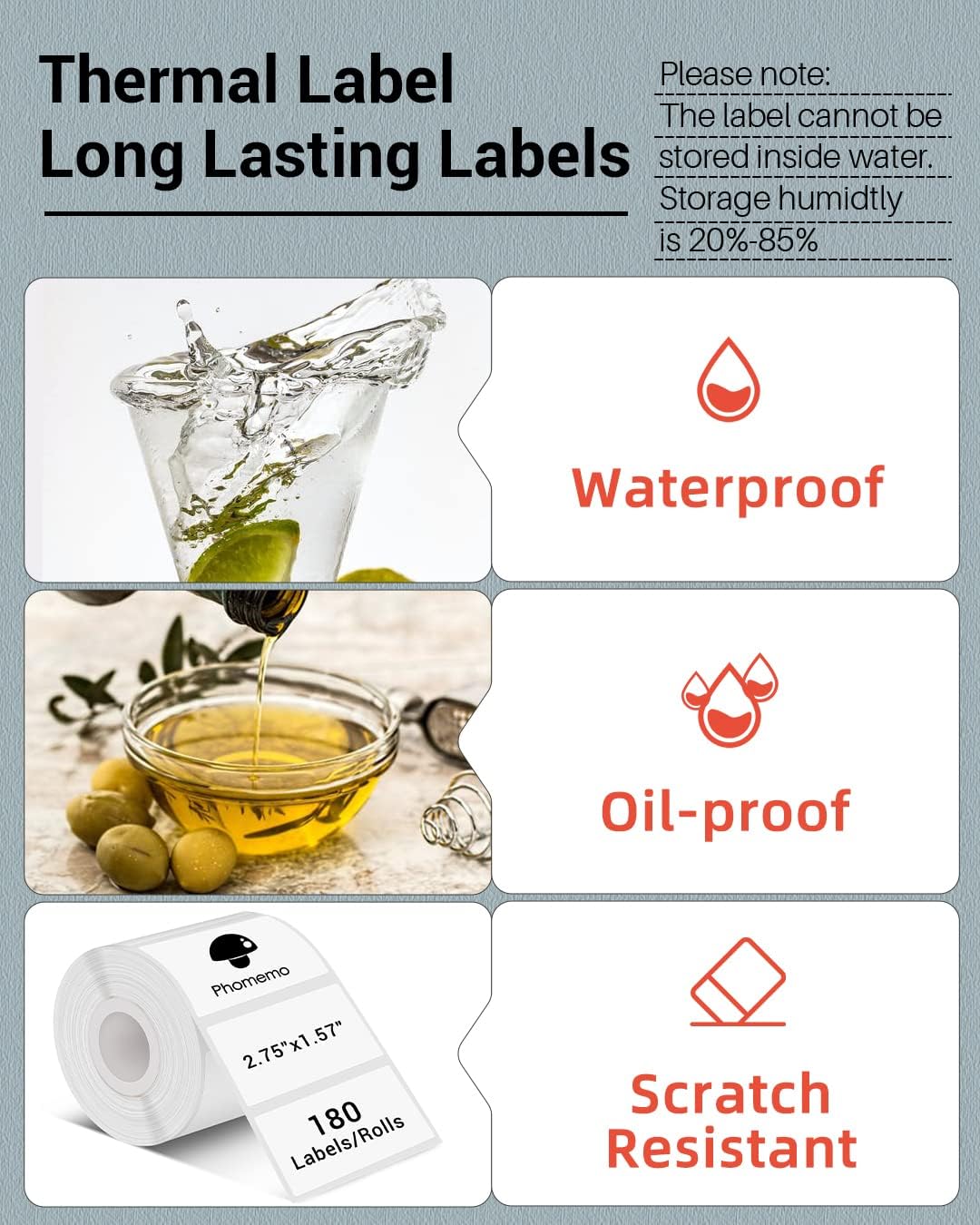 Phomemo Thermal Sticker Labels- 2.75"x1.57"(70x40mm) Thermal Label for M221/M220/M250/M260, for Barcode/Address/Mailing/Logo/Business/Home Tag, Black on White - Image 4