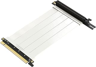 LINKUP - Ultra PCIe 4.0 X16 Riser Cable [RTX4090 RX6950XT x570 B550 Z690 Tested] Shielded Extreme High-Speed Vertical Mount Gaming PCI Express Gen4┃Left Angle Socket (15cm) 3.0 Gen3 Compatible┃White