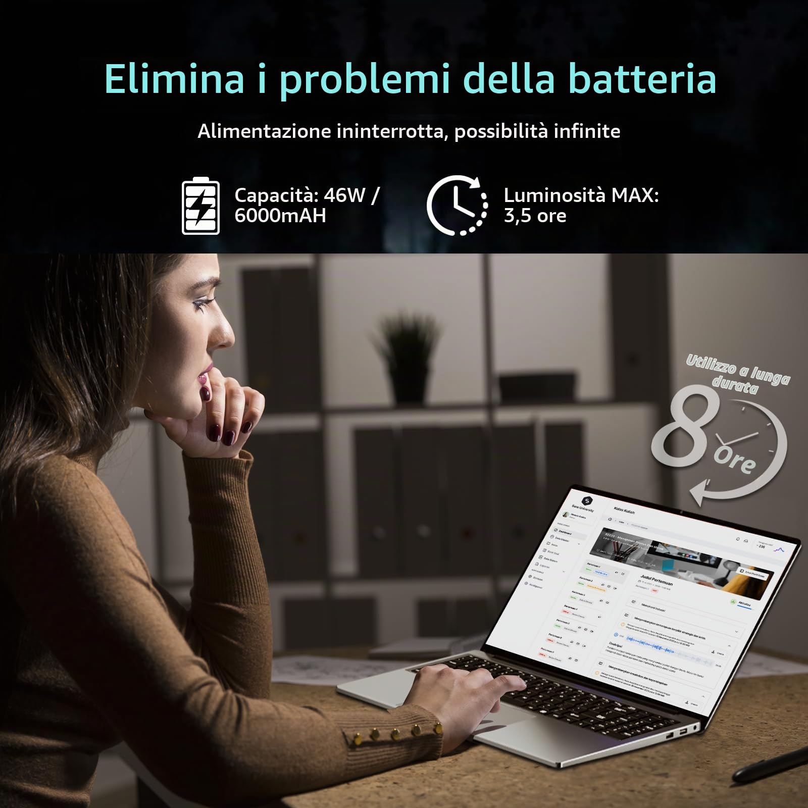 Notebook 16 Pollici, Win 11 PC Portatile 16GB RAM 512GB SSD, Celeron N100 CPU, Laptop 1080P Schermo, Tastiera Retroilluminata+Sblocco Impronta Digitale, 6000mAh Battery, BT5.0/BT 5.0/Webcam/Mini-HDMI