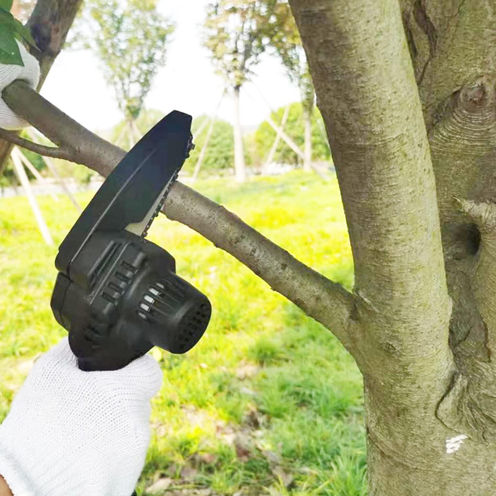 Motosierra de Mano inalámbrica, Mini Sierra de Cadena eléctrica portátil de 4 Pulgadas, Tijeras de podar, Motosierra para Patio y jardín, Rama de árbol, Corte de Madera