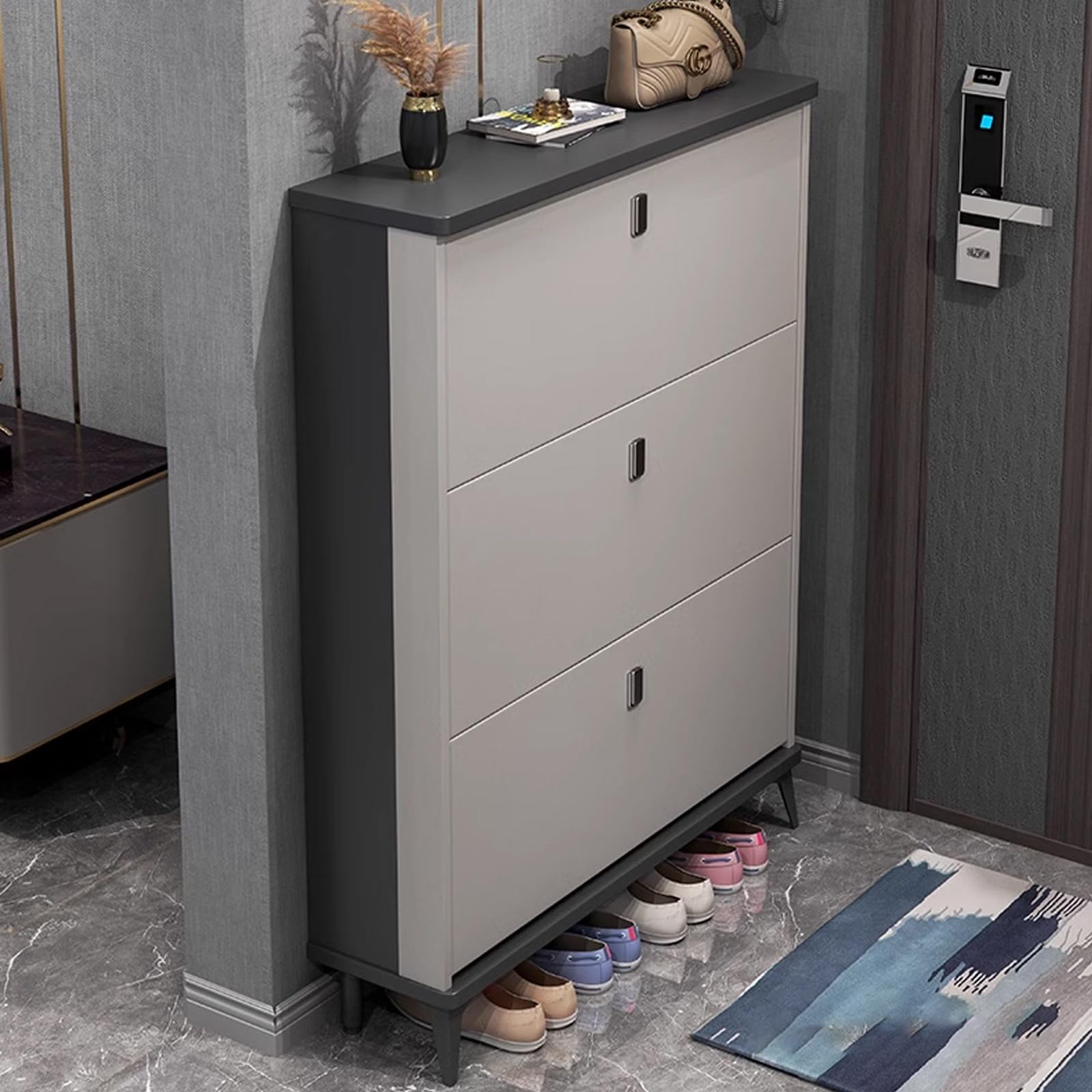 SVFOEBJM Entryway lyjc Cabinet, Narrow lyjc Rack, Closed lyjc Rack, Modern Entryway lyjc Organizer Rack with Open Shelves, for High Heels, Hallways