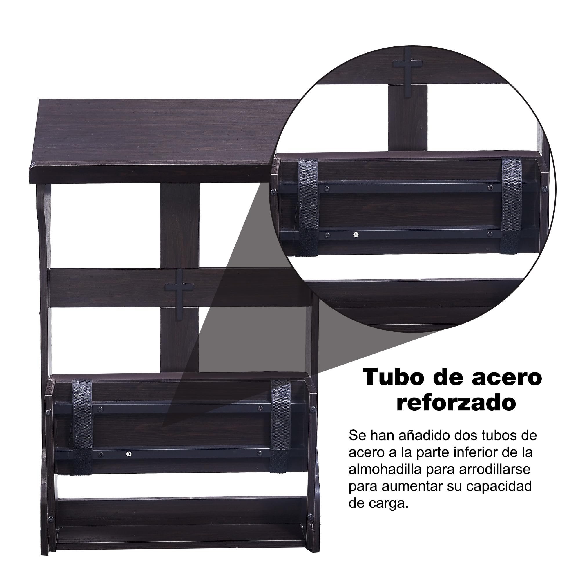 Banco de oración con cojín, reclinatorio de Madera para el hogar,Silla Plegable para arrodillarse en la Iglesia - Regalos religiosos para la adoración y la meditación