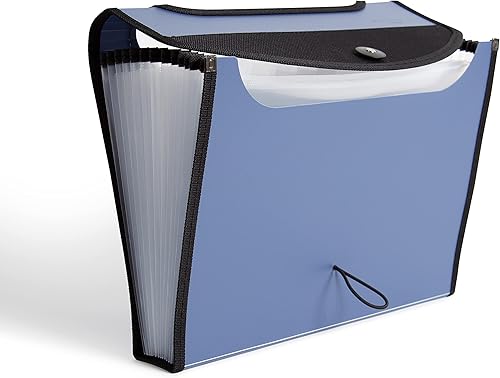 Miniatura 4 de U Brands Carpeta de archivo de polietileno de 13 bolsillos azul expandible, suministros de oficina, con parte superior transparente (paquete de 2)