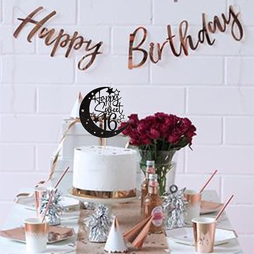 Miniatura 7 de 24 piezas de adornos para cupcakes con corona de purpurina Hello 16, Hello 16, Dieciséis saludos a los 16 años, para cumpleaños de 16 años, para