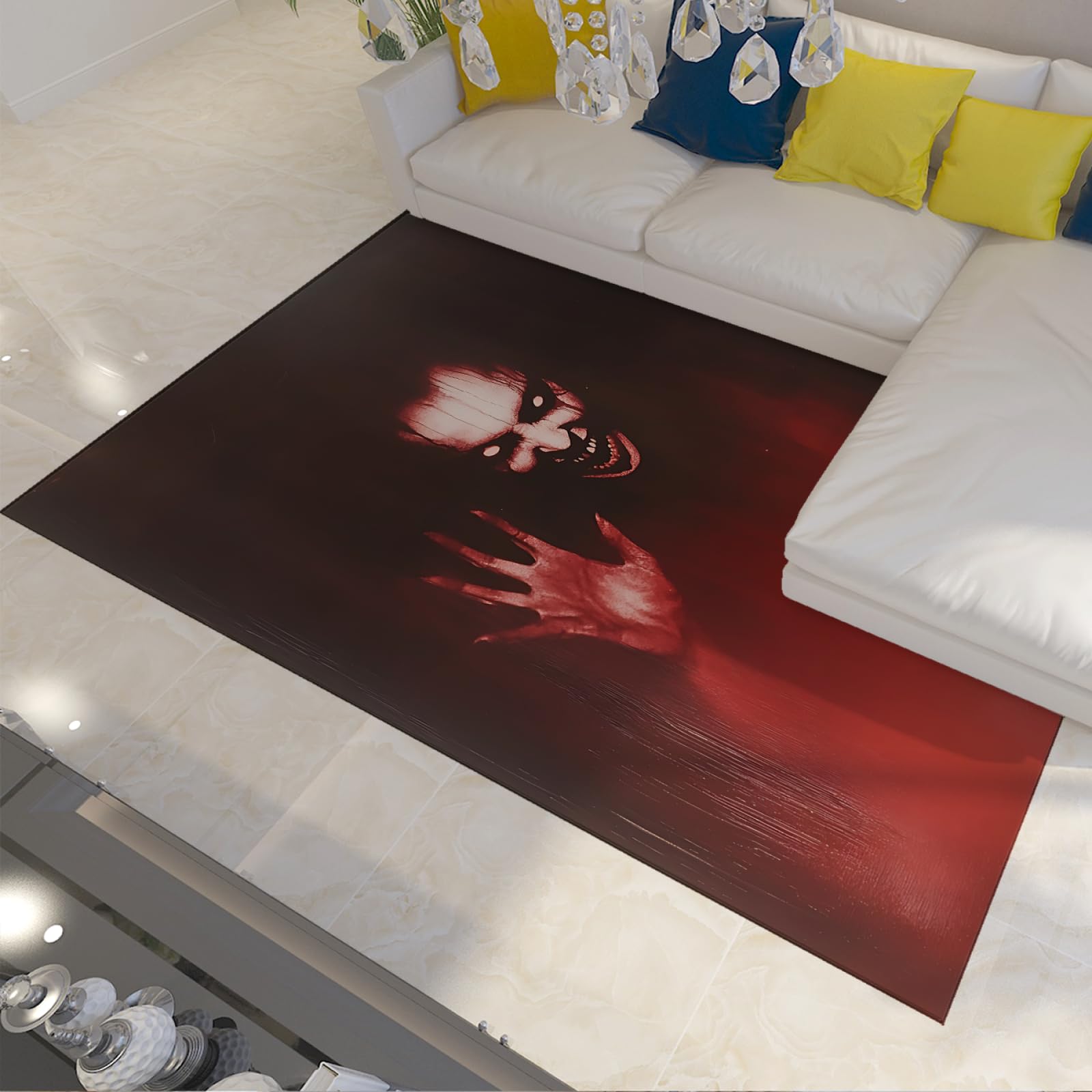 Tapis effrayants Halloween 150x210cm rouge et noir antidérapant