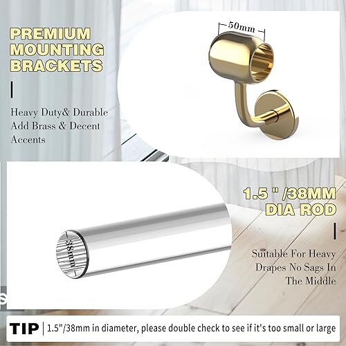 Miniatura 2 de Juego de barra de cortina acrílica de 8 pies para ventanas de 96 pulgadas, barra de cortina acrílica transparente de 1 12 pulgadas de diámetro con