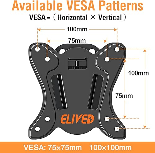 Miniatura 5 de ELIVED Soporte de pared para TV pequeño con giro de inclinación ajustable para la mayoría de televisores LED LCD OLED OLED de 13 a 30 pulgadas,