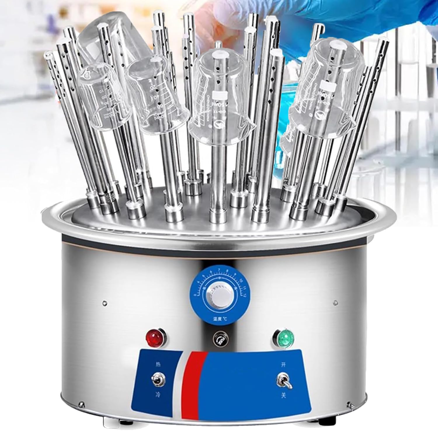 Secador de material de vidrio de laboratorio, rejillas de secado de laboratorio, temperatura ajustable de 40 a 120 ℃, tiempo de secado de 8-10 minutos, con 30 tubos, calentamiento rápido y uniforme, p