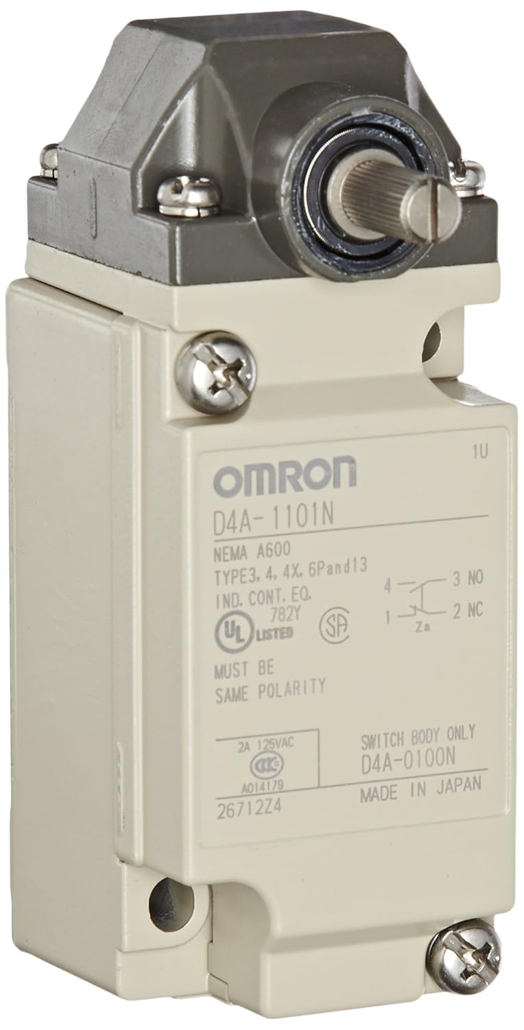 Omron D4A-1101-N General Purpose Limit Switch, Roller Lever, Standard Type, 1/2-14 NPT Conduit Size, Single Pole Double Throw, Double Break