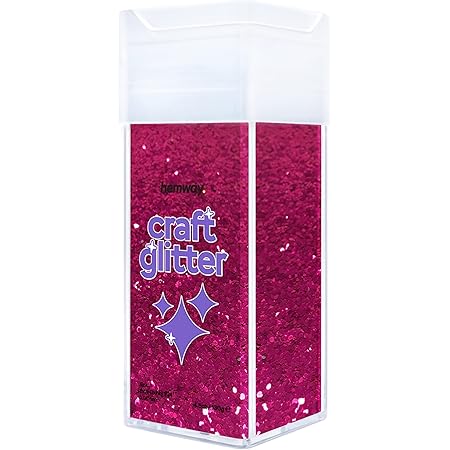 Hemway Craft Glitter Shaker 130g / 4.6oz Glitter for Arts, Crafts, Resin, Tumblers, Nails, Painting, Decoration, Festival, Cosmetic, Body - Extra Chunky (1/24" 0.040" 1mm) - Dark Rose Pink