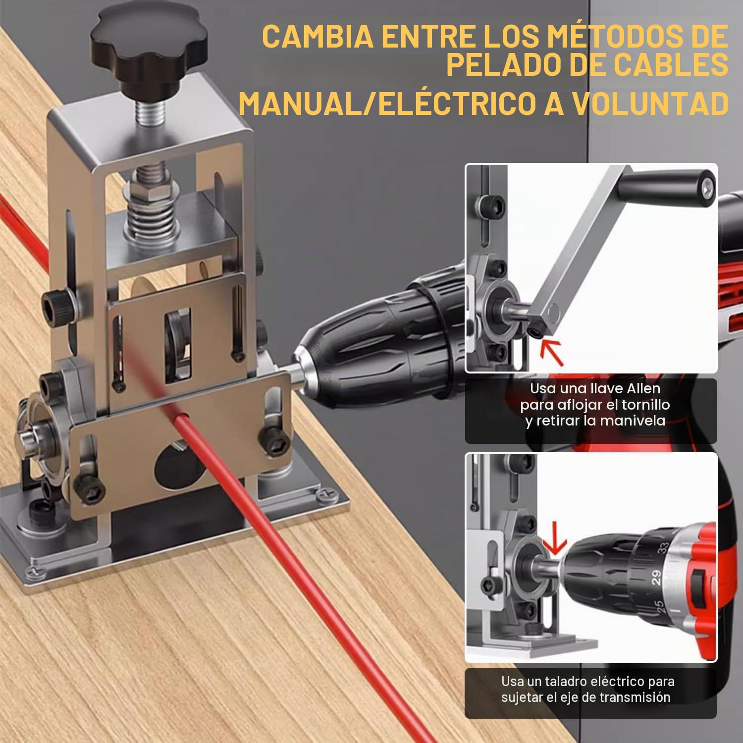 Pelacables Electricista Automático, Pelador de Cables Accionada por Manivela o Taladro, Maquina Pelacables Eléctrica Cobre, Pelador Automático para Reciclaje de Residuos de Cobre(aleación de aluminio)